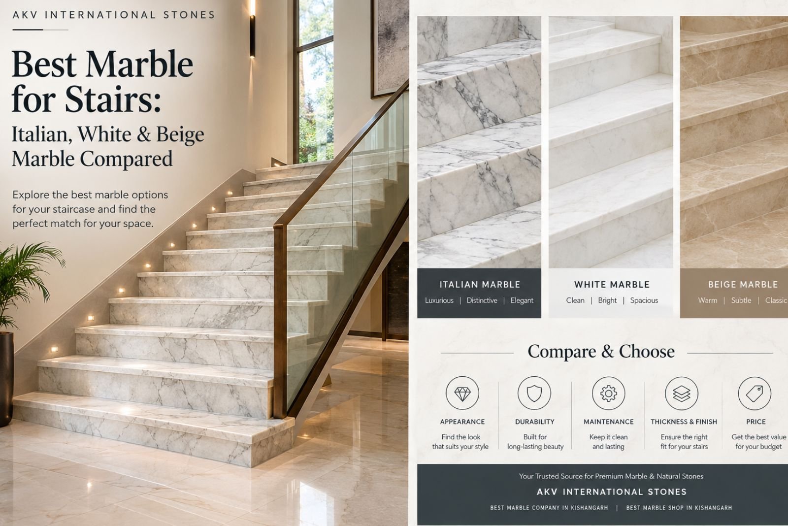 Best Marble for Stairs: Italian, White & Beige Marble Compared